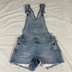 Paige Women Blue Denim Bib Overalls Shorts Size XS